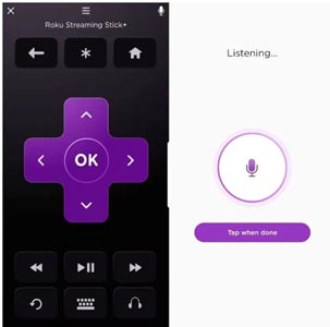control de voz por la app de roku