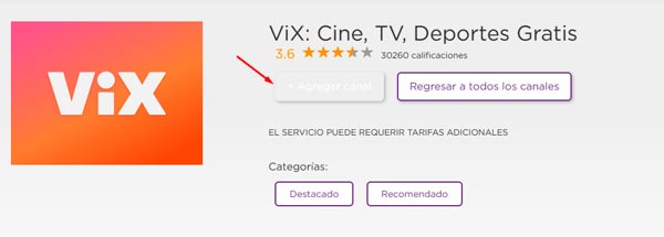 agregar vix en roku