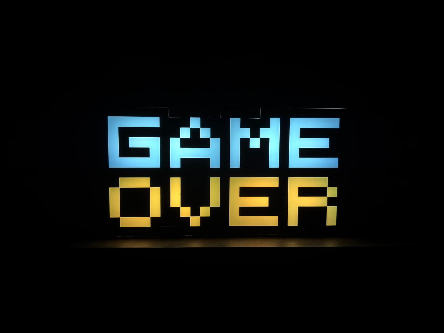 Neon 'Game Over' sign in pixel art style, showing the evolution of retro aesthetics into modern design. Neon 'Game Over' sign in pixel art style, showing the evolution of retro aesthetics into modern design.